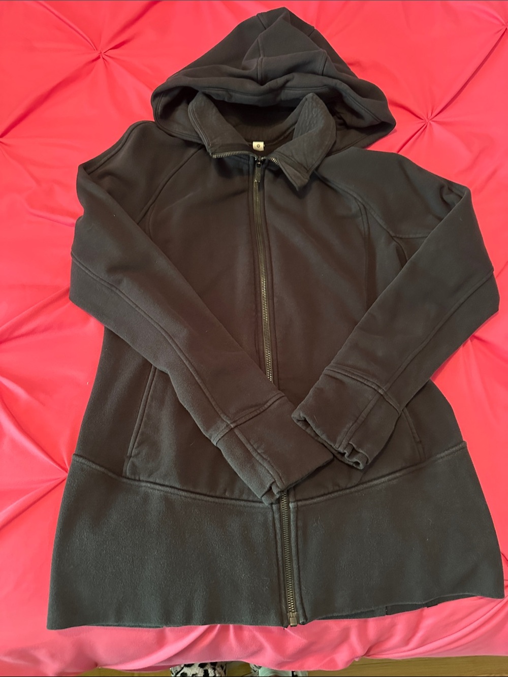 RARE lululemon athletica Black non fleece extra long zip up Hoodie  SIZE 10